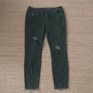 Articles Of Society Dark Green Distressed Skinny Jeans